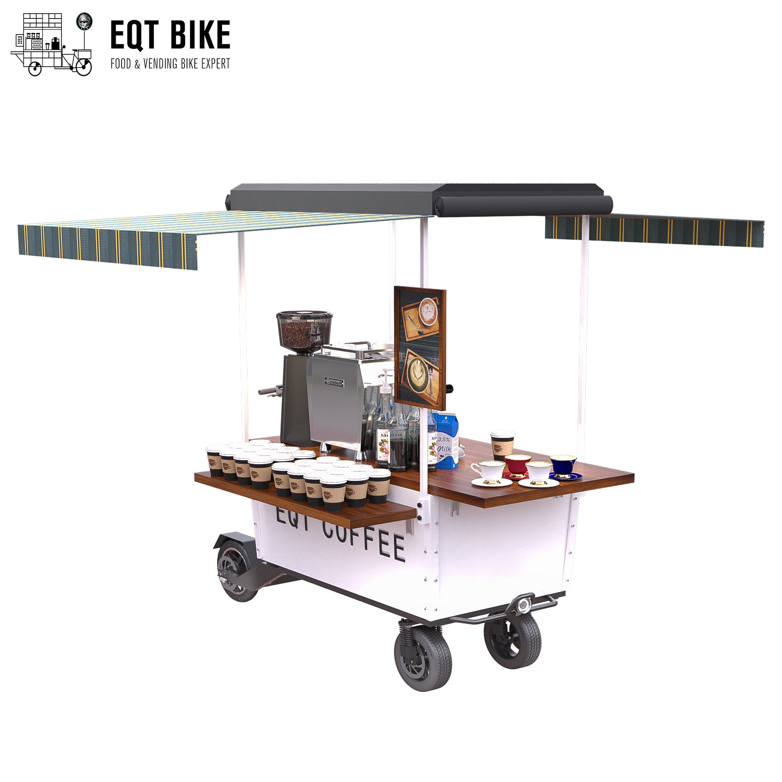 4 υπαίθρια σκόνη κάρρων καφέ πώλησης ροδών που ντύνει το κινητό ποδήλατο καφέ