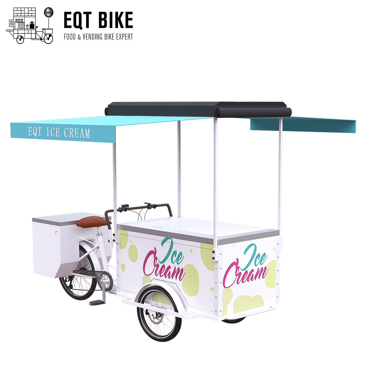 Τρίκυκλο ποδήλατο φορτίου παγωτού ψυγείων EQT 138L για την πώληση υψηλή - πεντάλι ποιοτικής το μπροστινό φόρτωσης βοηθά τον ψυκτήρα