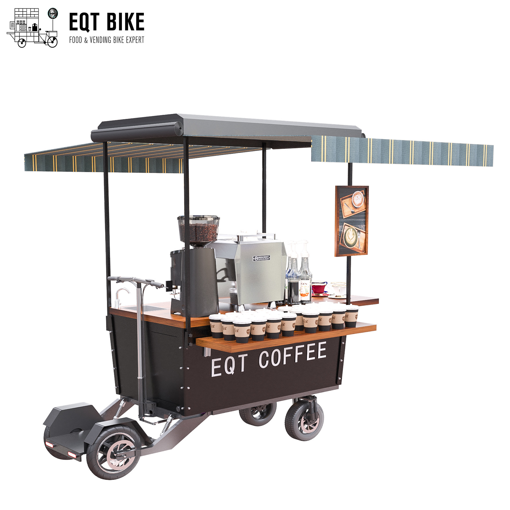 Αδιάβροχο κάρρο ποδηλάτων καφέ πώλησης οδών με το φρένο δίσκων