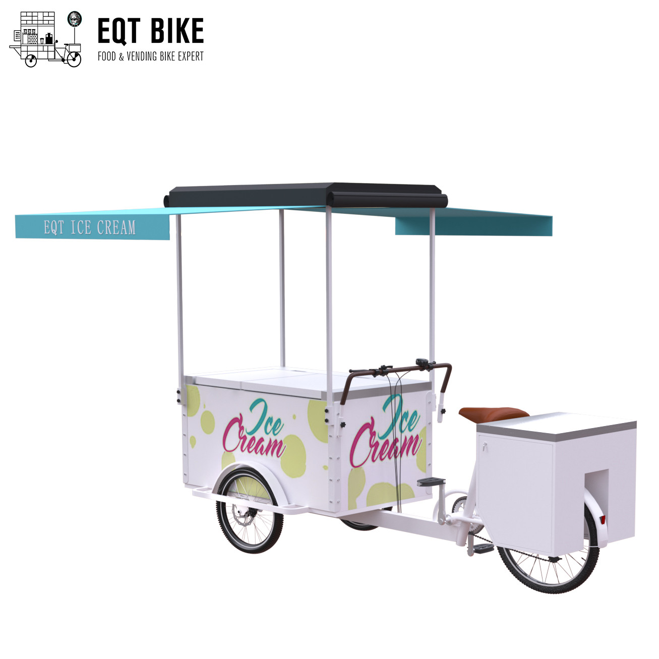 EQT 138L ή 110L το μπροστινό ποδήλατο παγωτού φορτίων τρίκυκλο για το συνεχές ρεύμα πωλήσεων τροφοδότησε τα τρίκυκλα τρόφιμα Trike κάρρων ψυκτήρων
